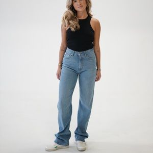 Djerf Avenue Straight Jeans Mid Blue